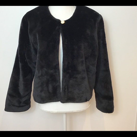 JESSICA LONDON FAUX FUR CAPE BLK NWOT - Picture 1 of 8